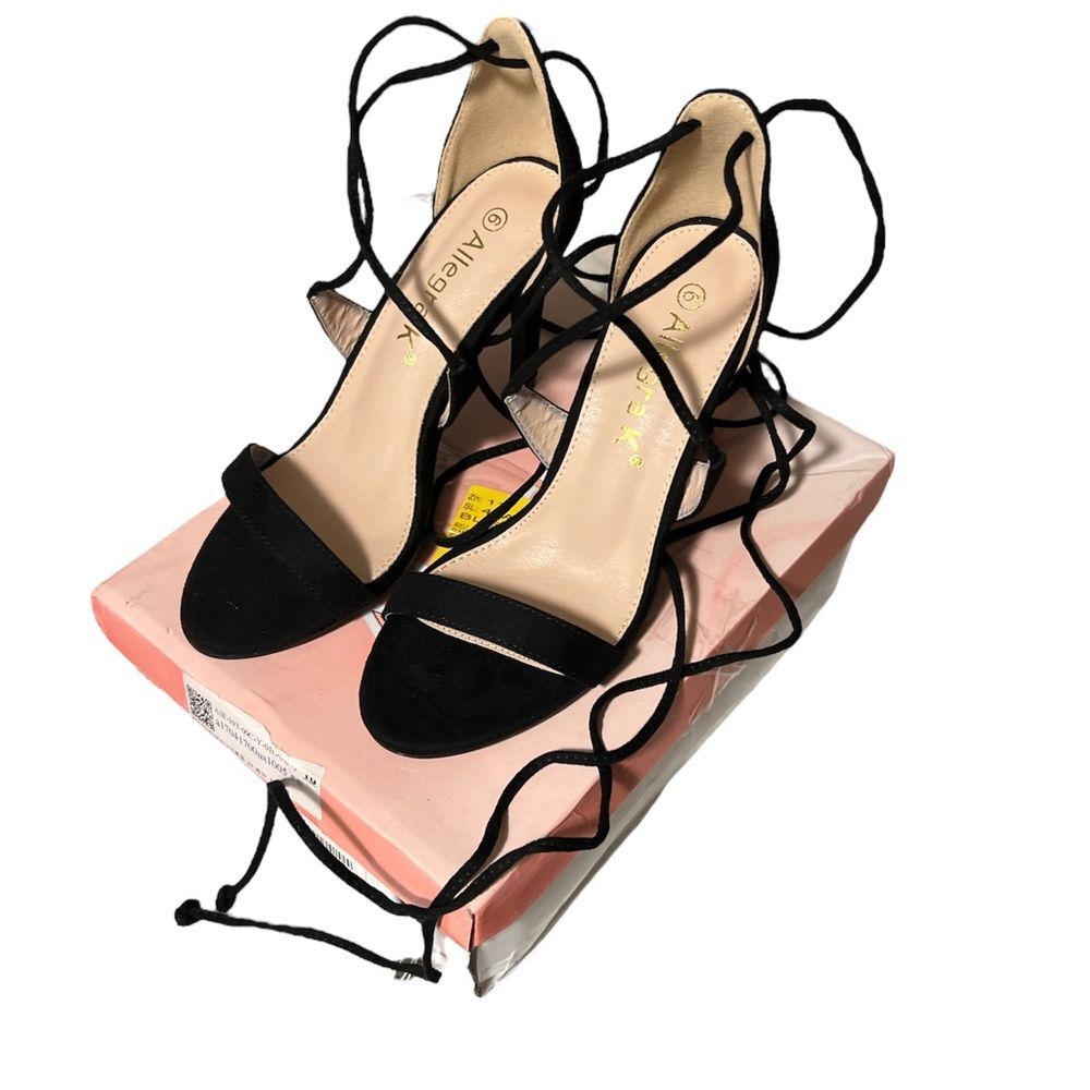 Allegra K Lace-Up Black Heels 6M